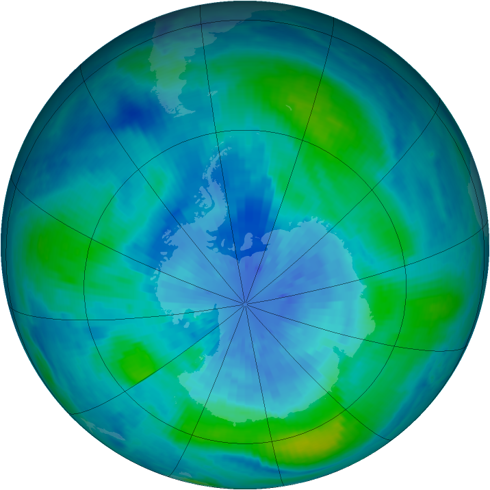 Antarctic ozone map for 21 March 2001